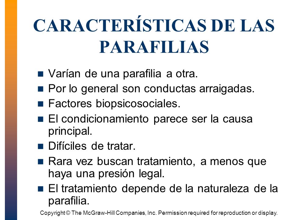 CARACTERÍSTICAS DE LAS PARAFILIAS