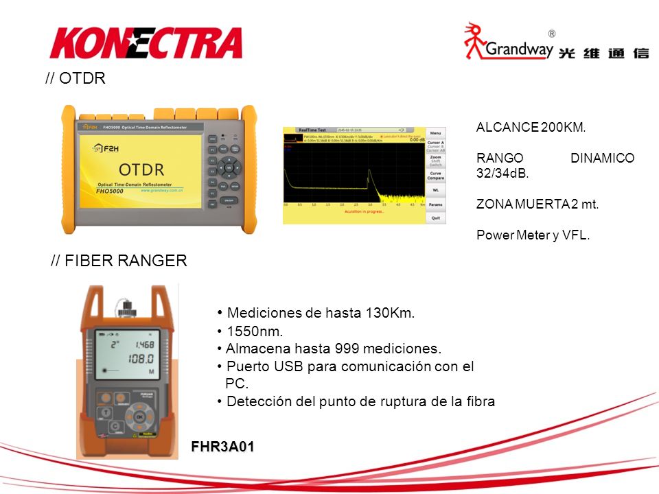 // OTDR // FIBER RANGER Mediciones de hasta 130Km. 1550nm.
