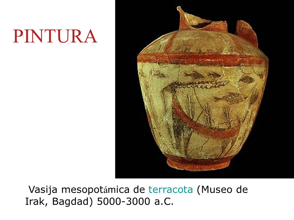 PINTURA Vasija mesopotámica de terracota (Museo de Irak, Bagdad) a.C.