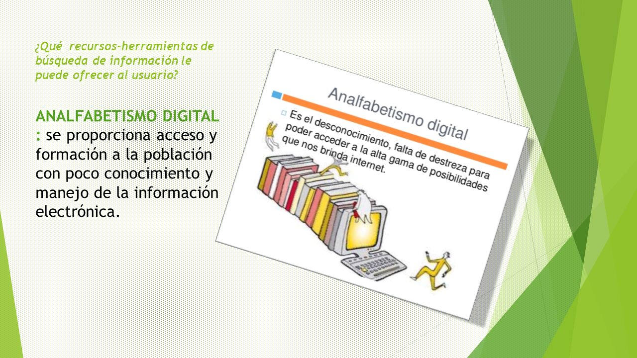 ¿Qué recursos-herramientas de búsqueda de información le puede ofrecer al usuario