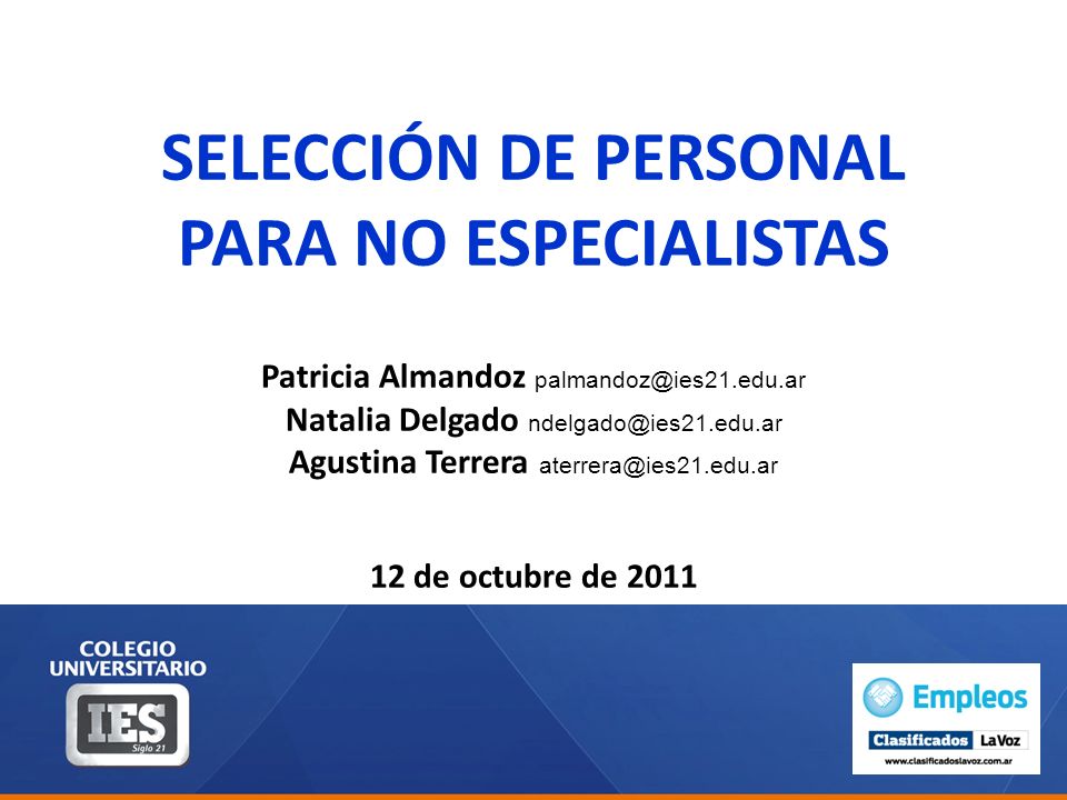 SELECCIÓN DE PERSONAL PARA NO ESPECIALISTAS