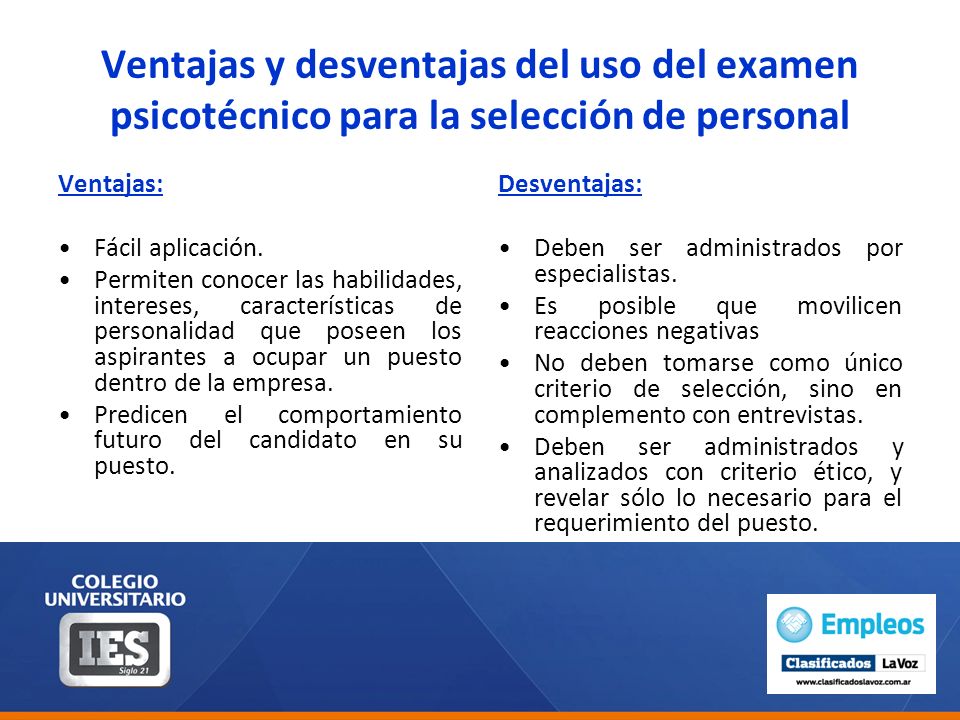Ventajas y desventajas del uso del examen psicotécnico para la selección de personal