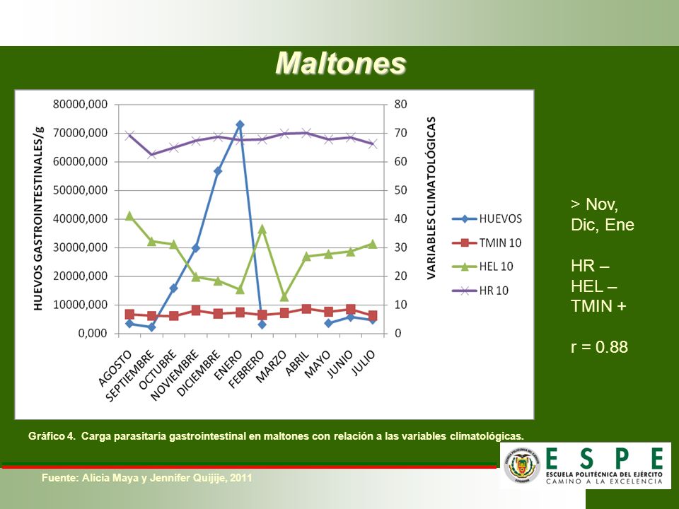 Maltones > Nov, Dic, Ene HR – HEL – TMIN + r = 0.88