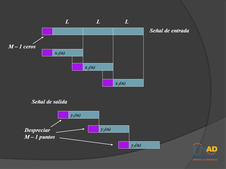 L L L Señal de entrada M – 1 ceros Señal de salida