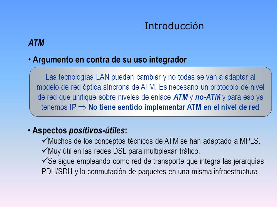 Introducción ATM Argumento en contra de su uso integrador