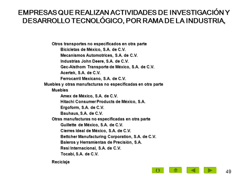 EMPRESAS QUE REALIZAN ACTIVIDADES DE INVESTIGACIÓN Y DESARROLLO TECNOLÓGICO, POR RAMA DE LA INDUSTRIA,
