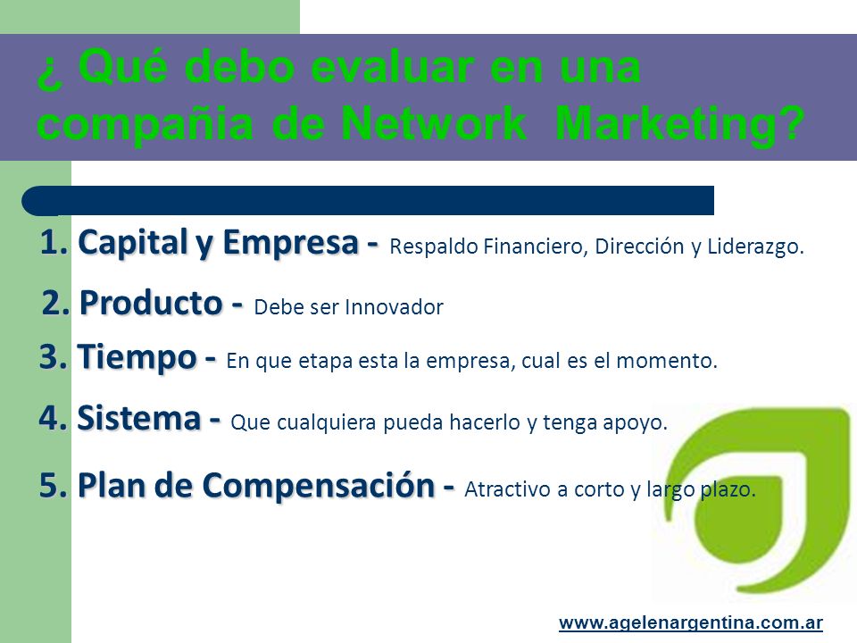¿ Qué debo evaluar en una compañia de Network Marketing