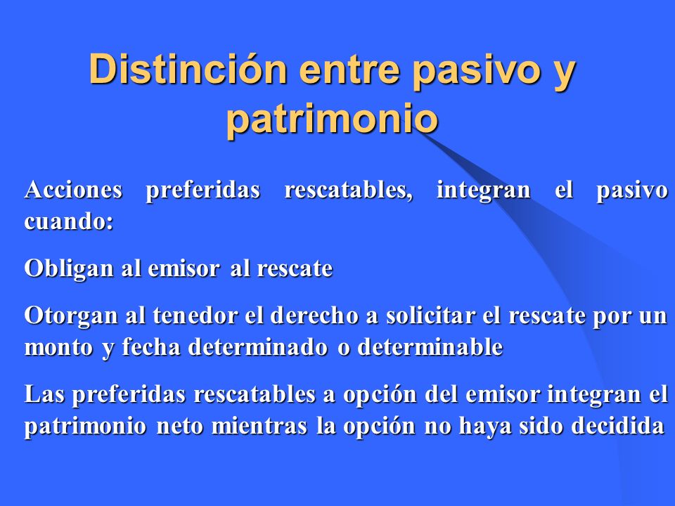 Distinción entre pasivo y patrimonio