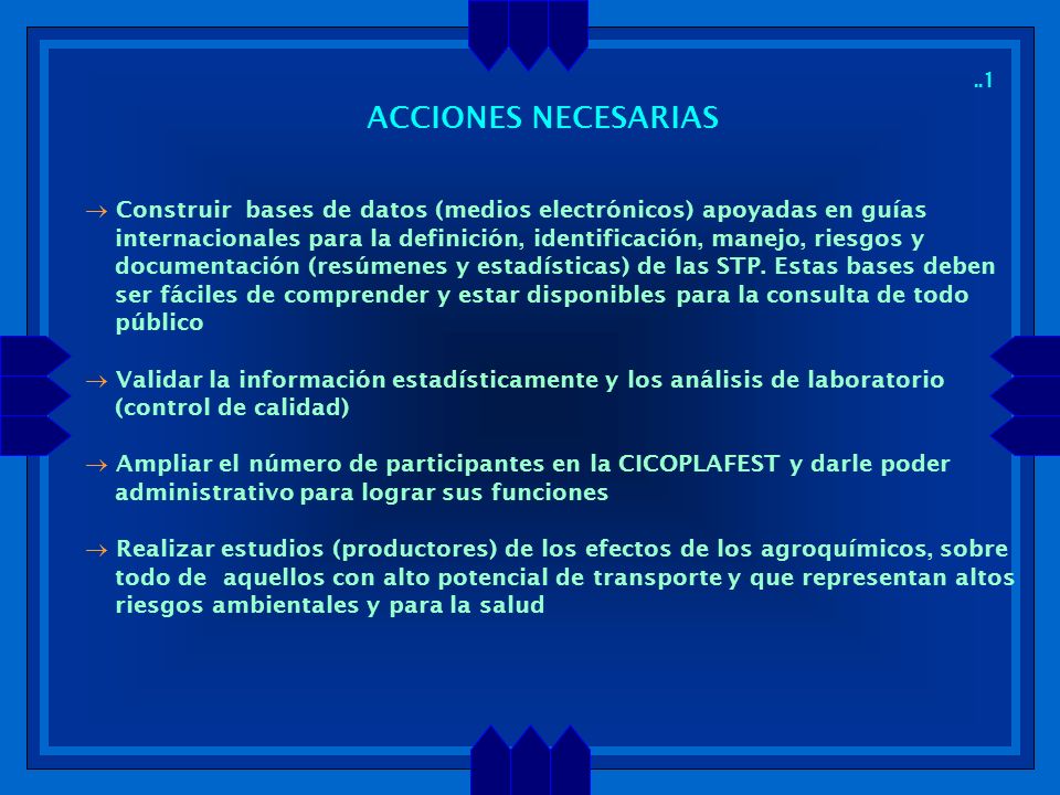 ..1 ACCIONES NECESARIAS. Construir bases de datos (medios electrónicos) apoyadas en guías.