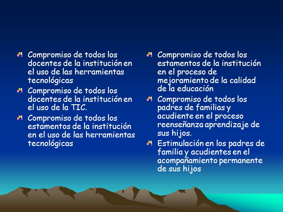 Compromiso de todos los docentes de la institución en el uso de las herramientas tecnológicas