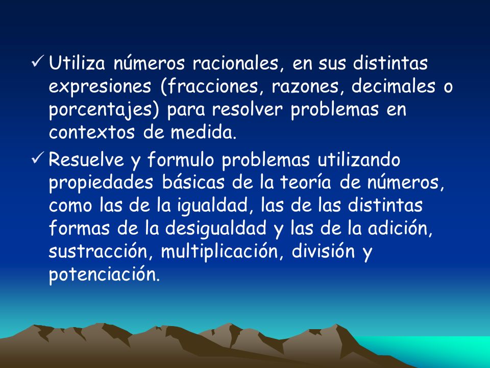 Utiliza números racionales, en sus distintas expresiones (fracciones, razones, decimales o porcentajes) para resolver problemas en contextos de medida.