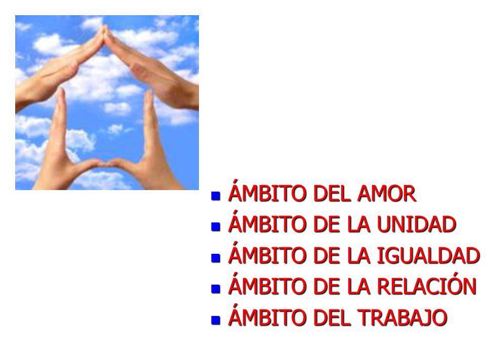 LA FAMILIA ÁMBITO DEL AMOR ÁMBITO DE LA UNIDAD ÁMBITO DE LA IGUALDAD