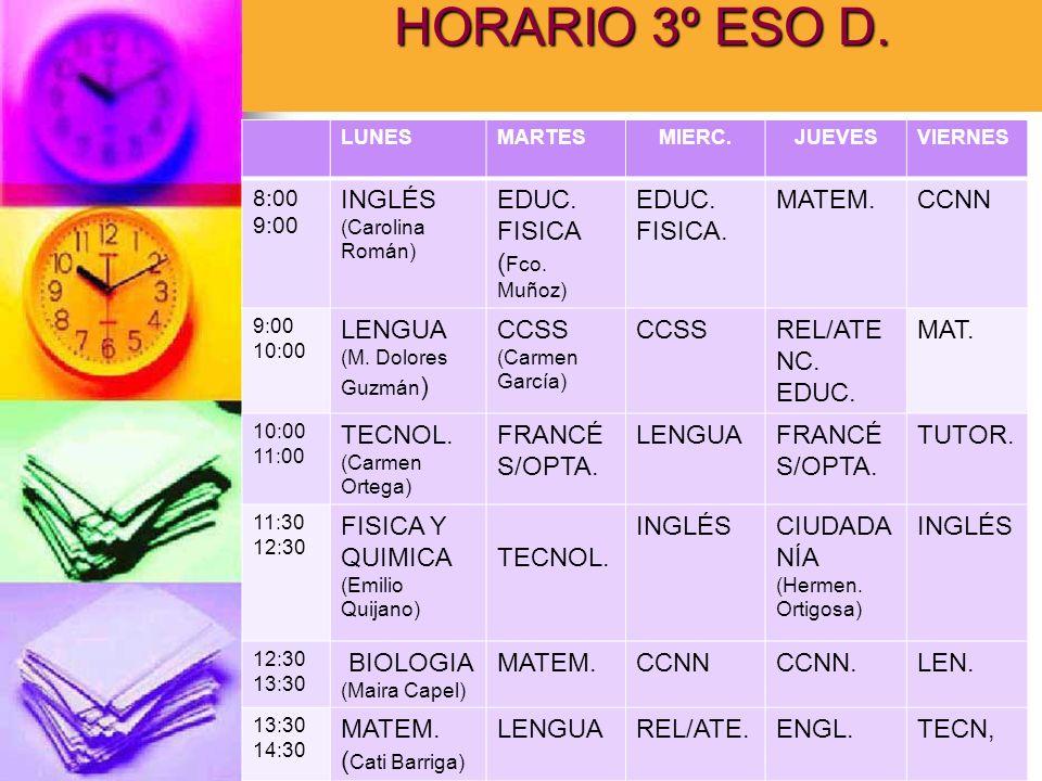 HORARIO 3º ESO D. INGLÉS EDUC. FISICA (Fco. Muñoz) EDUC. FISICA.