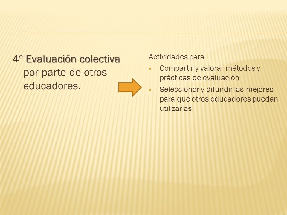 4º Evaluación colectiva por parte de otros educadores.