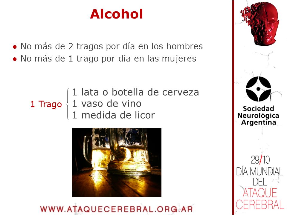 Alcohol 1 lata o botella de cerveza 1 vaso de vino 1 medida de licor