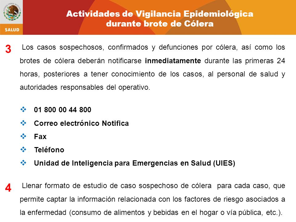 3 4 Actividades de Vigilancia Epidemiológica durante brote de Cólera