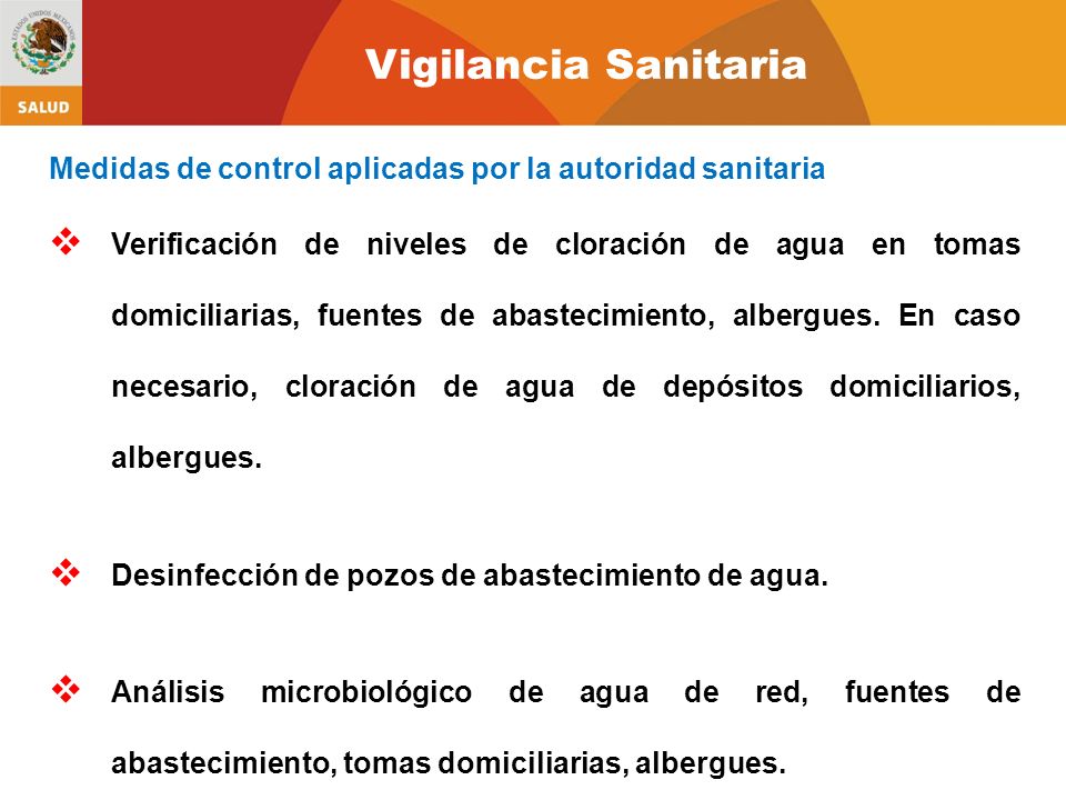 Medidas de control aplicadas por la autoridad sanitaria
