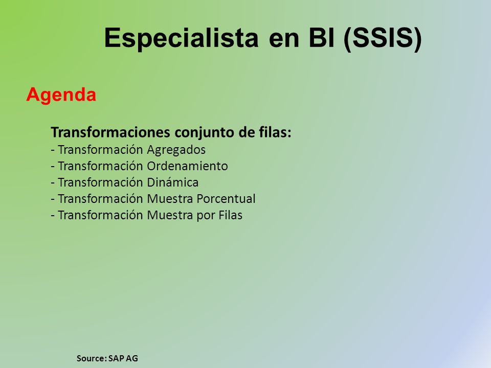 Especialista en BI (SSIS)