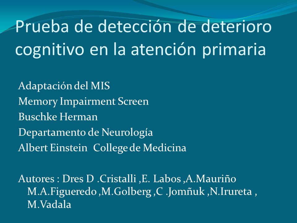Prueba de detección de deterioro cognitivo en la atención primaria