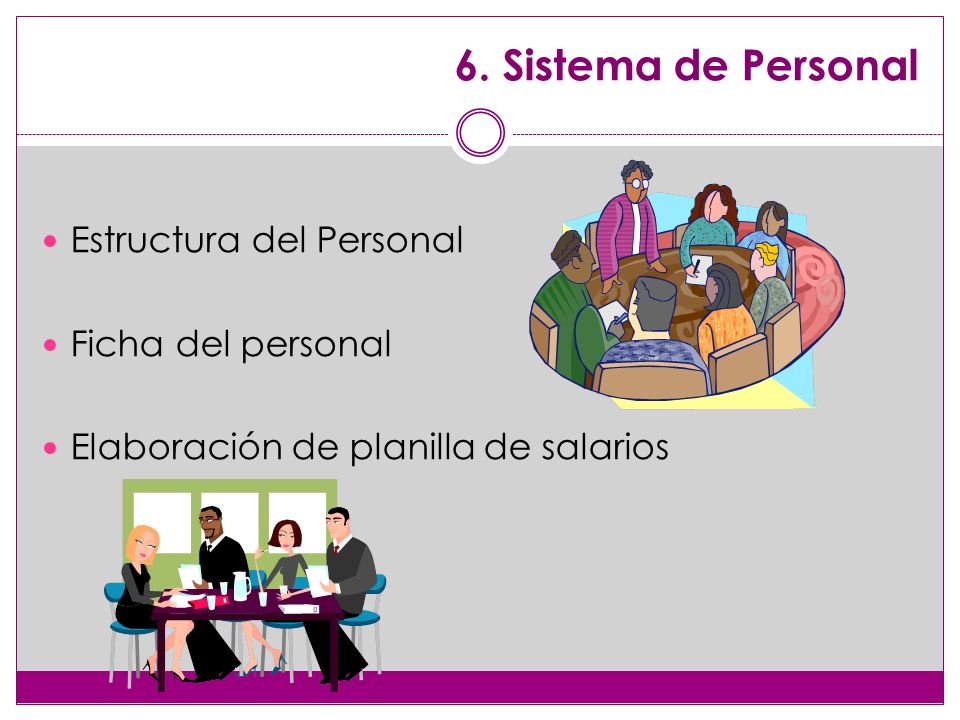 6. Sistema de Personal Estructura del Personal Ficha del personal