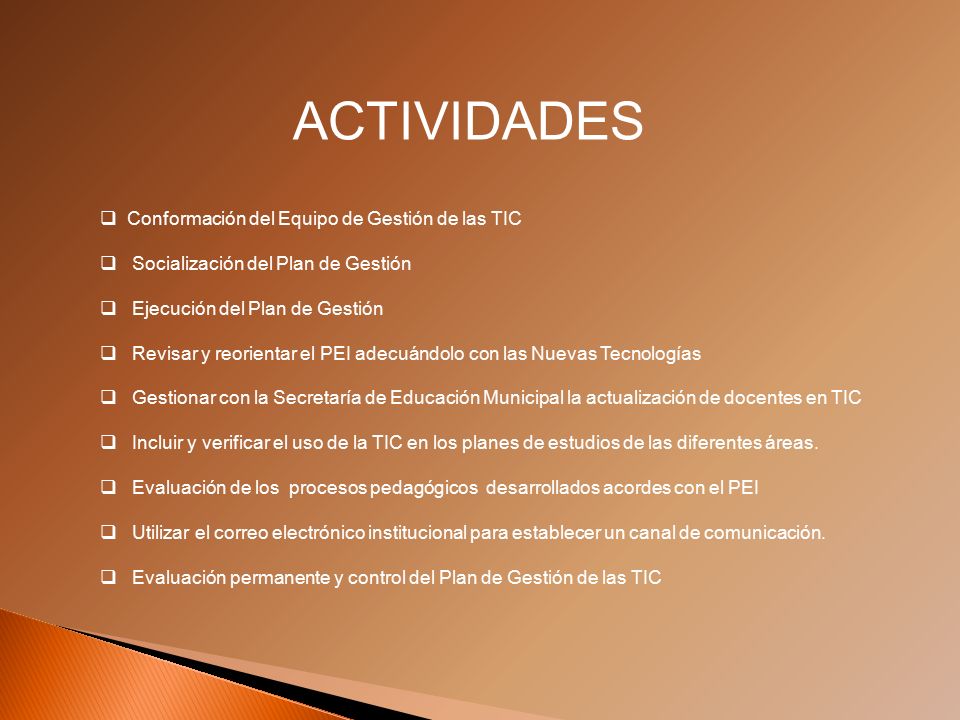 ACTIVIDADES Conformación del Equipo de Gestión de las TIC