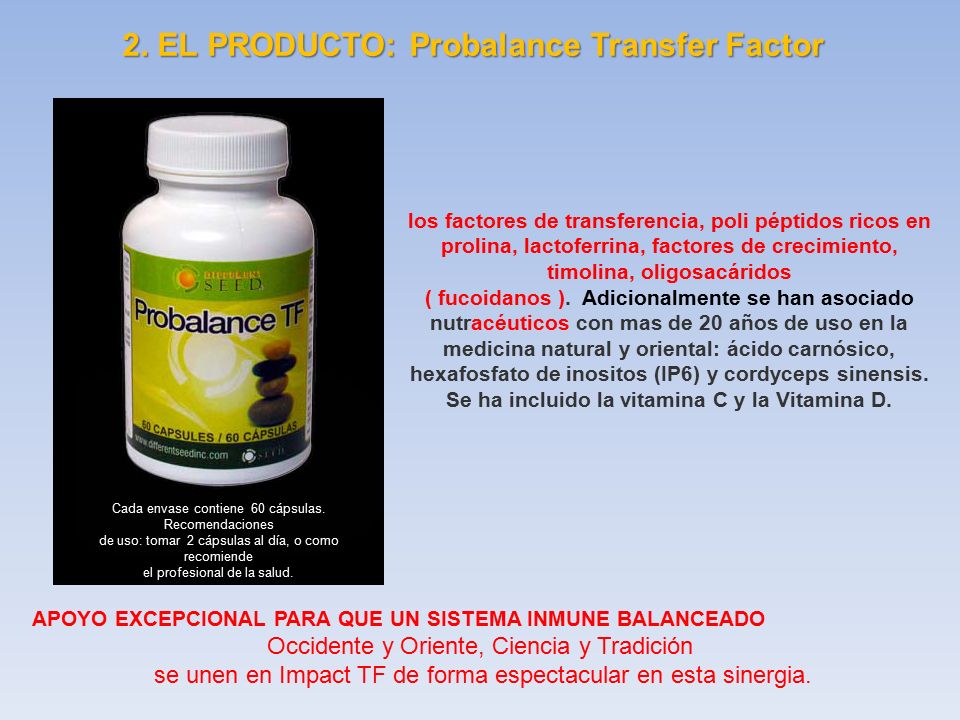 2. EL PRODUCTO: Probalance Transfer Factor