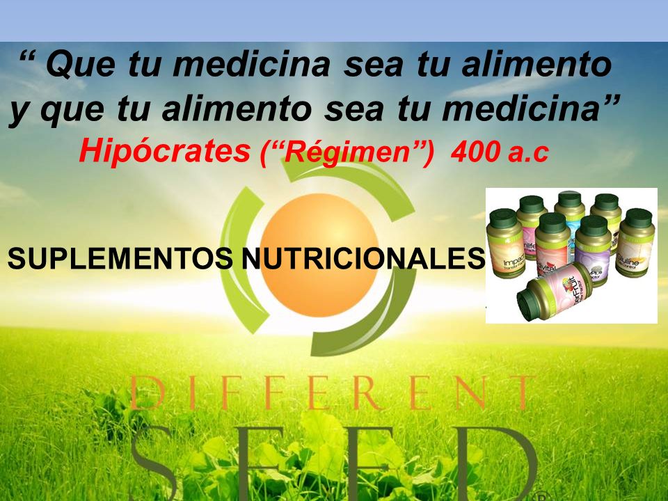 Que tu medicina sea tu alimento y que tu alimento sea tu medicina Hipócrates ( Régimen ) 400 a.c