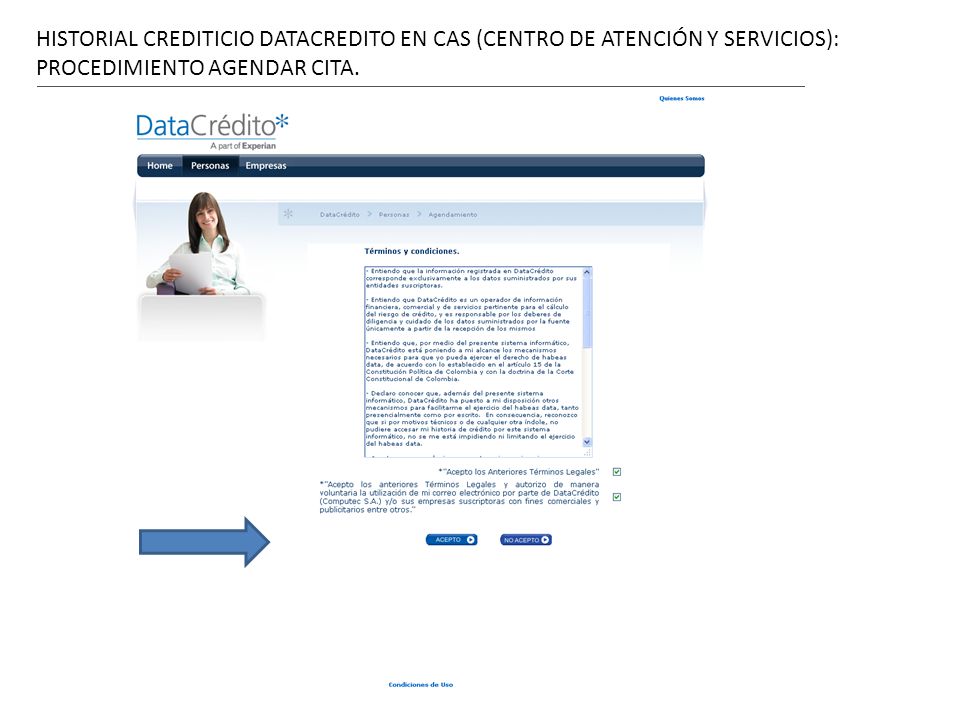 HISTORIAL CREDITICIO DATACREDITO EN CAS (CENTRO DE ATENCIÓN Y SERVICIOS): PROCEDIMIENTO AGENDAR CITA.