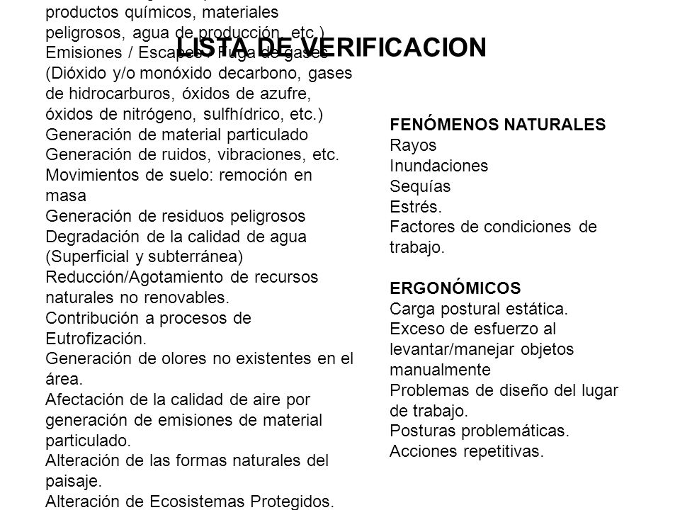 LISTA DE VERIFICACION AMBIENTALES