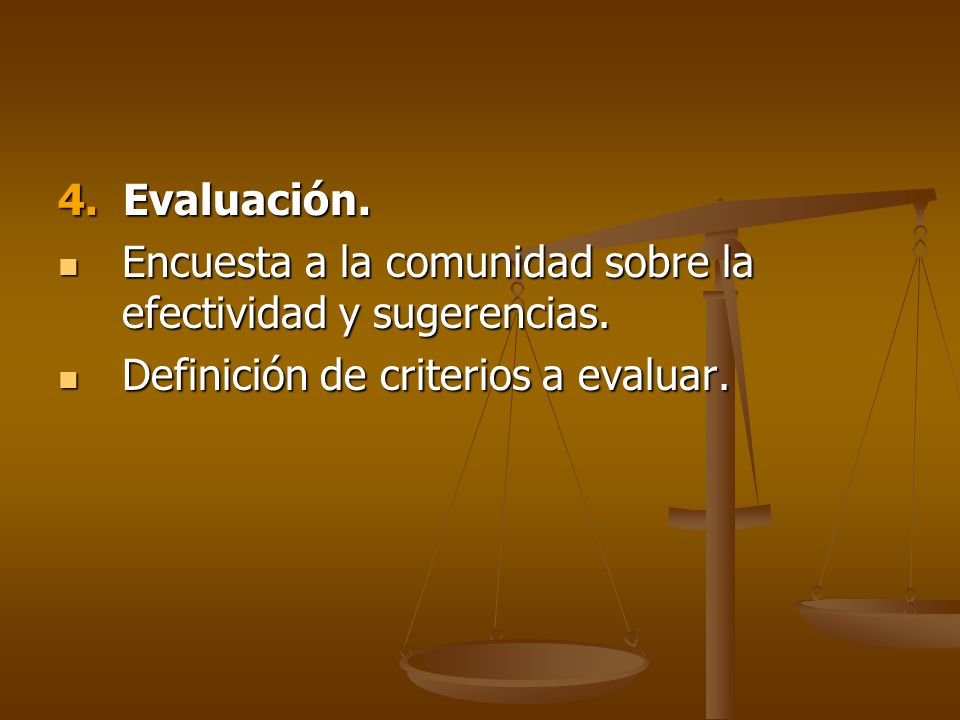 4. Evaluación. Encuesta a la comunidad sobre la efectividad y sugerencias.
