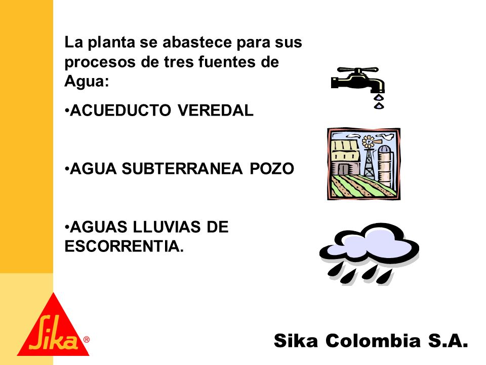 La planta se abastece para sus procesos de tres fuentes de Agua: