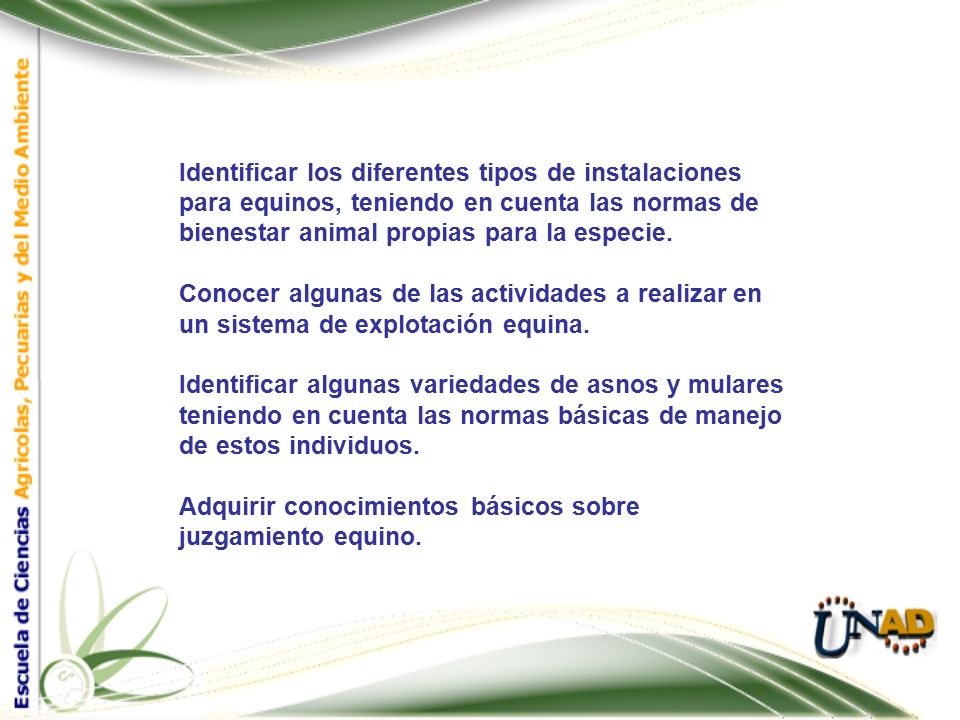 Identificar los diferentes tipos de instalaciones para equinos, teniendo en cuenta las normas de bienestar animal propias para la especie.