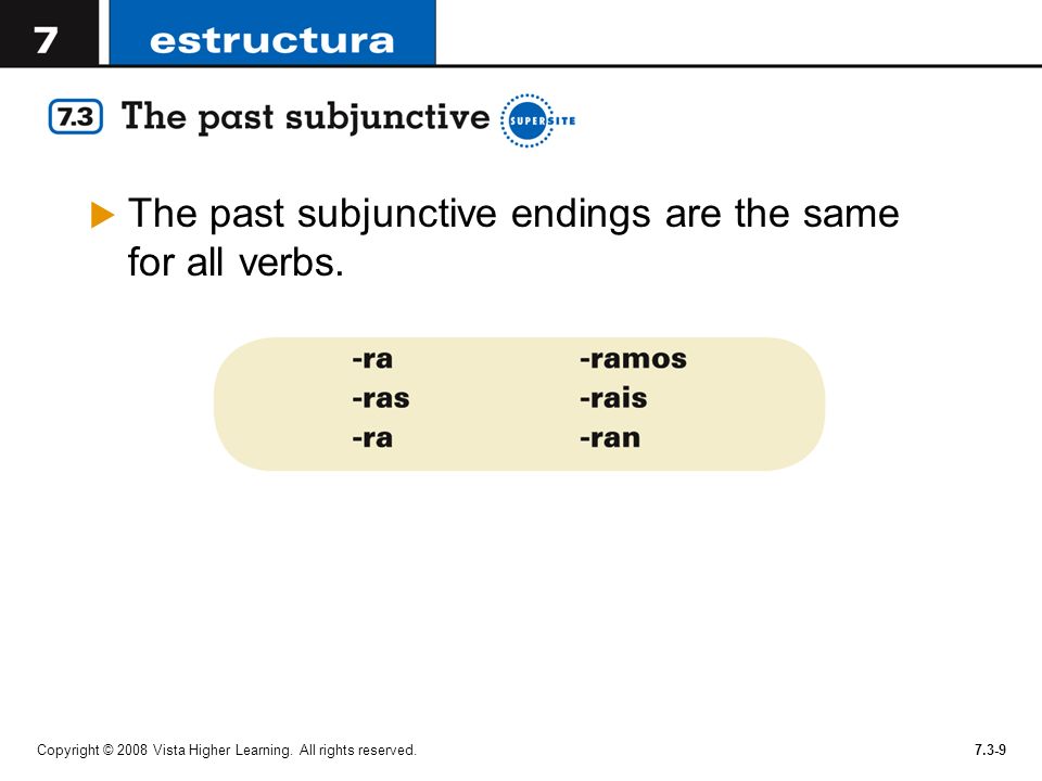 The past subjunctive endings are the same for all verbs.