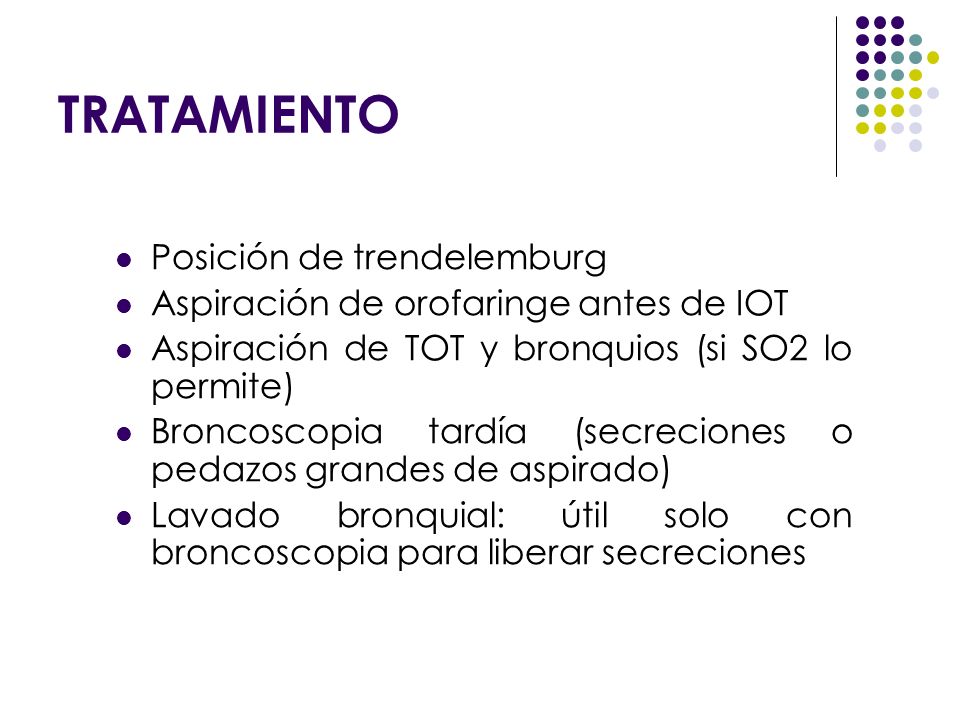 TRATAMIENTO Posición de trendelemburg