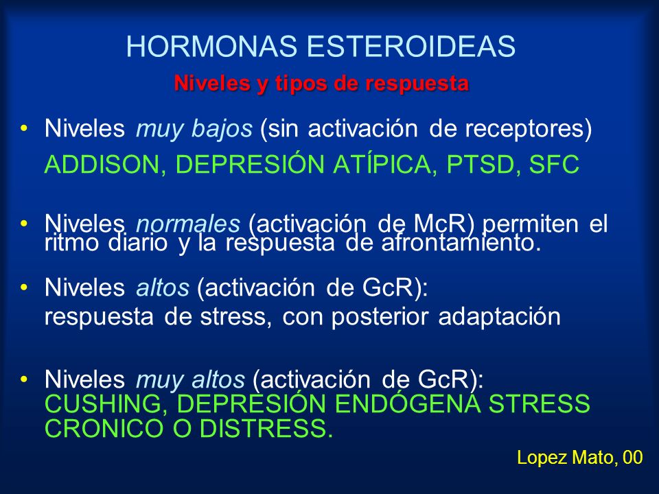 HORMONAS ESTEROIDEAS Niveles y tipos de respuesta