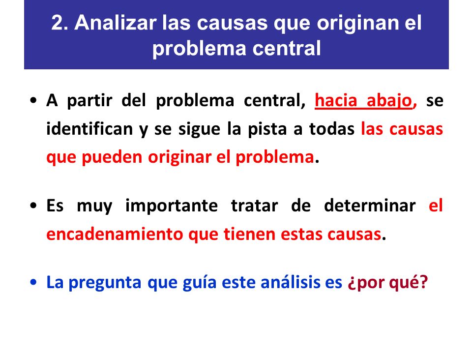 2. Analizar las causas que originan el problema central