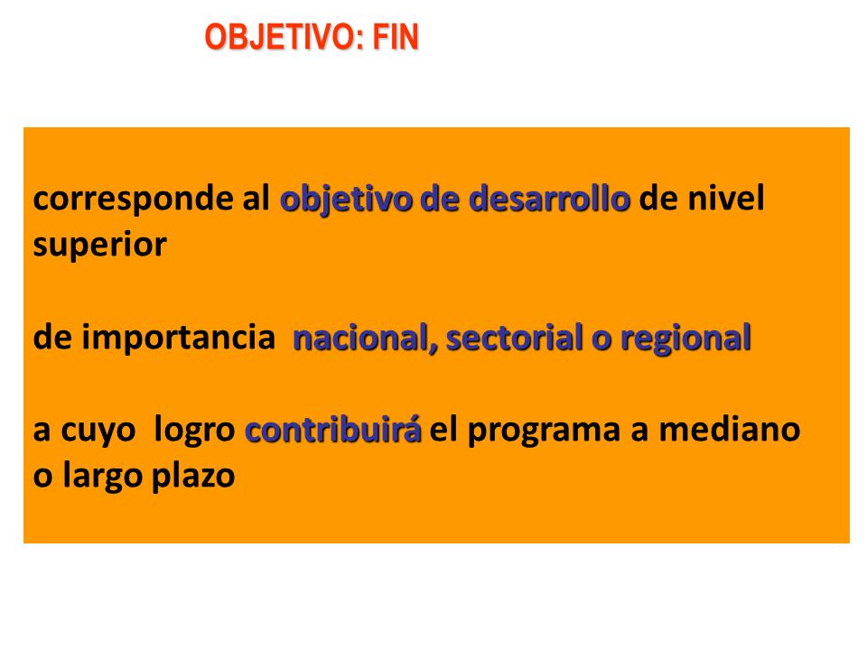 corresponde al objetivo de desarrollo de nivel superior