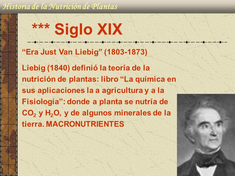 *** Siglo XIX Historia de la Nutrición de Plantas