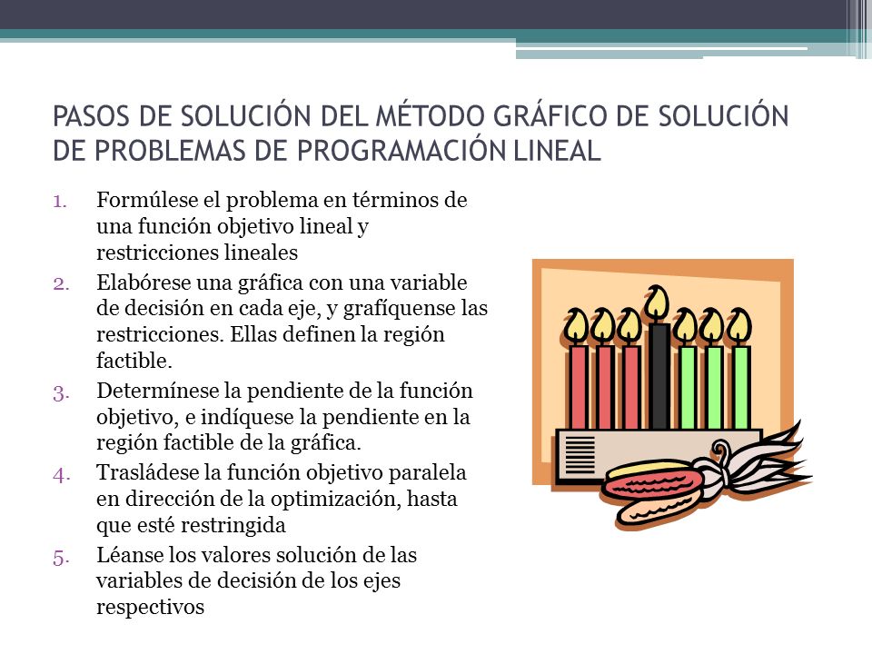 PASOS DE SOLUCIÓN DEL MÉTODO GRÁFICO DE SOLUCIÓN DE PROBLEMAS DE PROGRAMACIÓN LINEAL