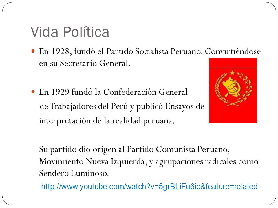 Vida Política En 1928, fundó el Partido Socialista Peruano. Convirtiéndose en su Secretario General.