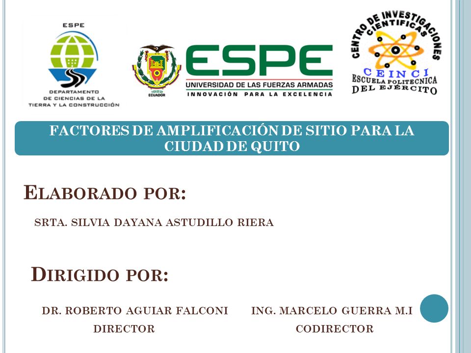 FACTORES DE AMPLIFICACIÓN DE SITIO PARA LA CIUDAD DE QUITO