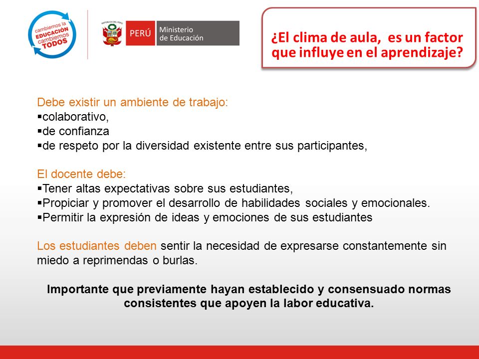 ¿El clima de aula, es un factor que influye en el aprendizaje
