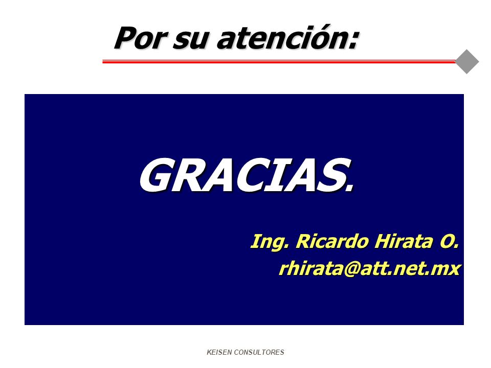 GRACIAS. Por su atención: Ing. Ricardo Hirata O.