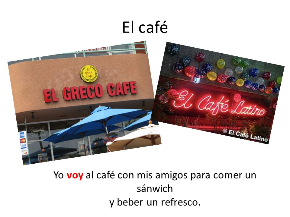 Yo voy al café con mis amigos para comer un sánwich