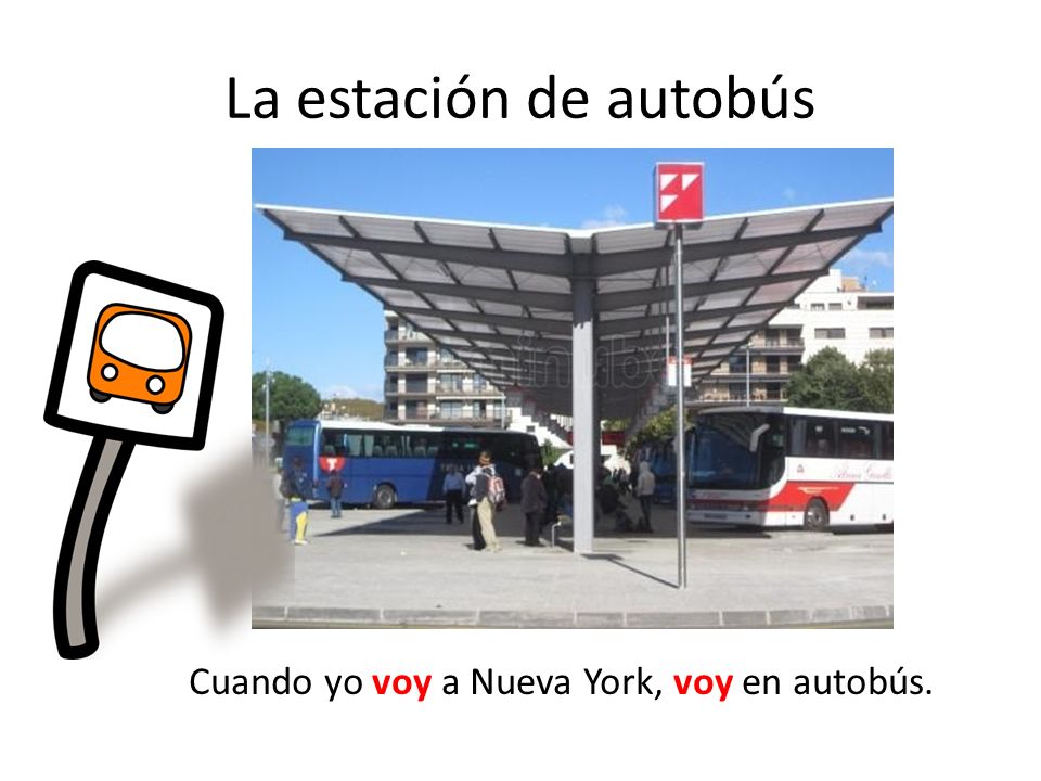 Cuando yo voy a Nueva York, voy en autobús.
