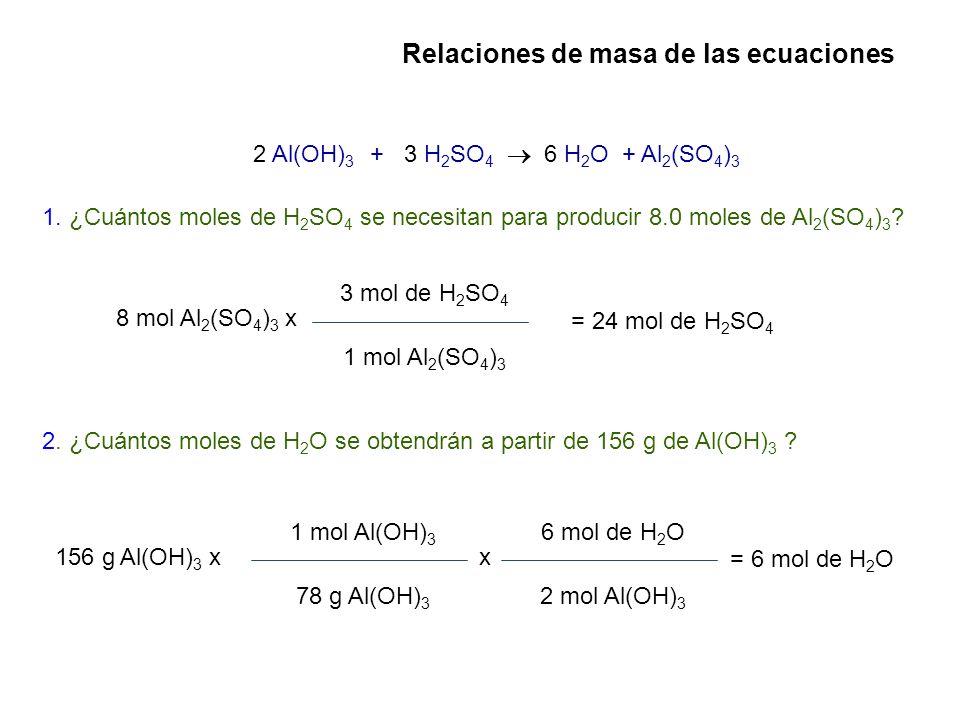 2 Al(OH)3 + 3 H2SO4  6 H2O + Al2(SO4)3