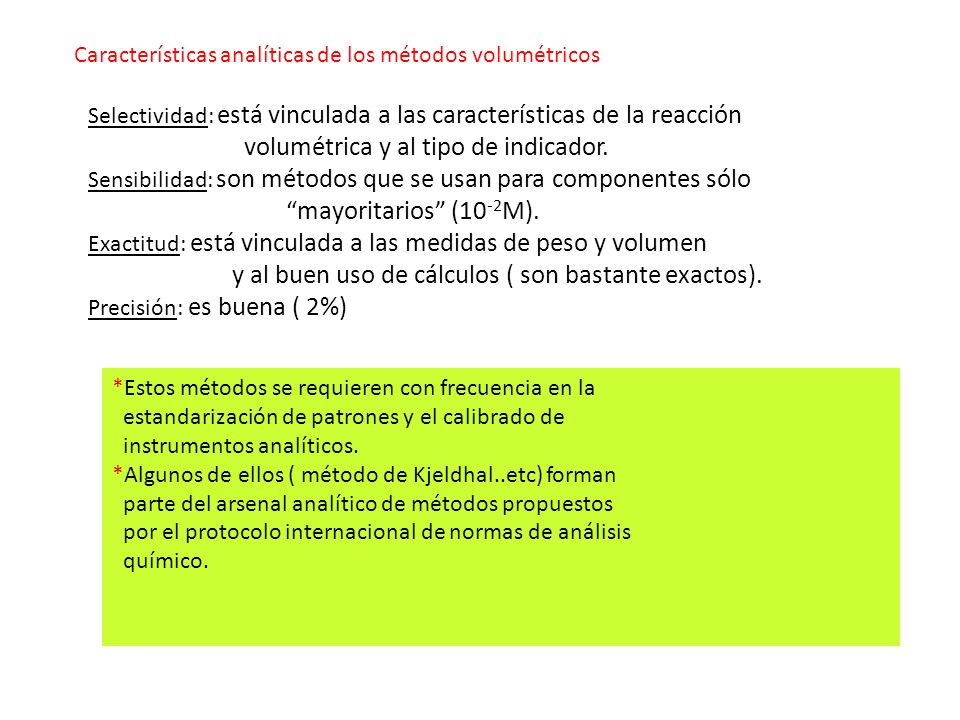 volumétrica y al tipo de indicador. mayoritarios (10-2M).