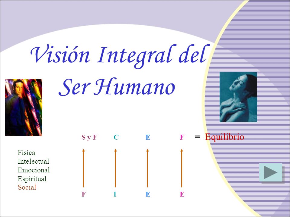 Visión Integral del Ser Humano = Equilibrio S y F C E F Física