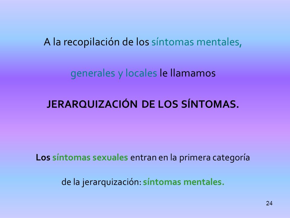 JERARQUIZACIÓN DE LOS SÍNTOMAS.