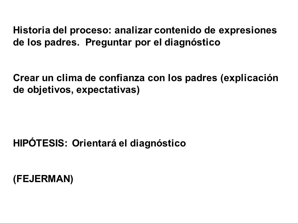 Historia del proceso: analizar contenido de expresiones de los padres